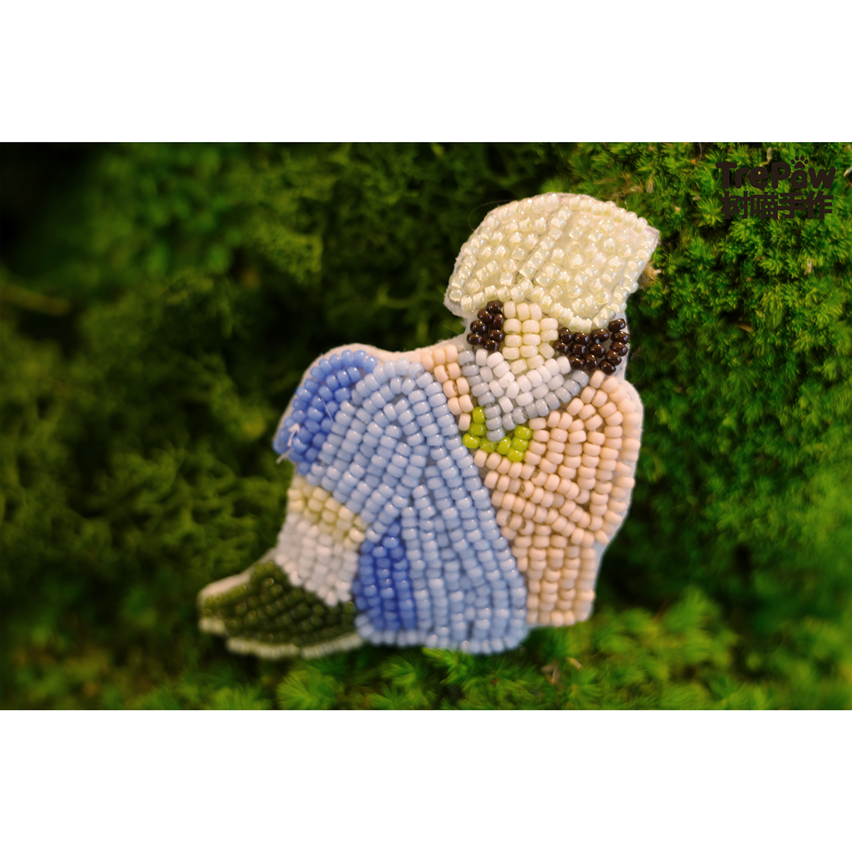 Spring Doze handmade bead embroidery brooch worn on clothing