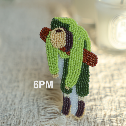 6PM DIY bead embroidery kit featuring a tired girl resting on a tree branch