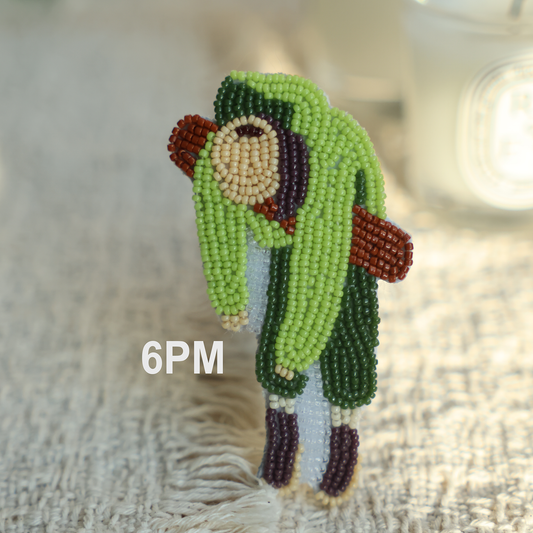 6PM DIY bead embroidery kit featuring a tired girl resting on a tree branch