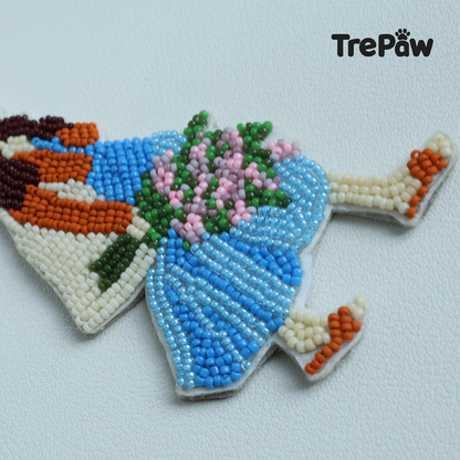 Austen bead kit - premium MIYUKI seed beads close-up, blue and warm orange tones, beautiful luster in different lighting