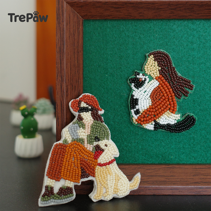 Camping Pal beaded brooch displayed as home decor - handcrafted piece to bring warmth and companionship into any room