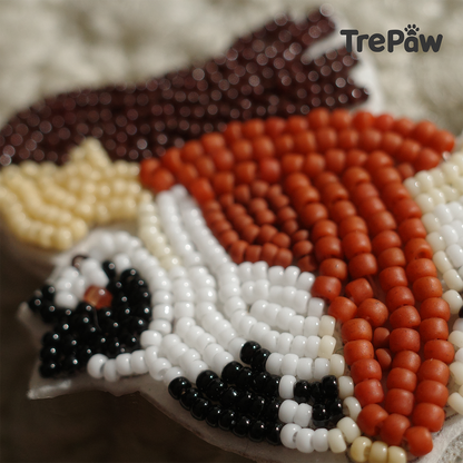 Sunset Mew bead kit - premium MIYUKI seed beads close-up, warm sunset orange and pink tones, beautiful luster in different lighting